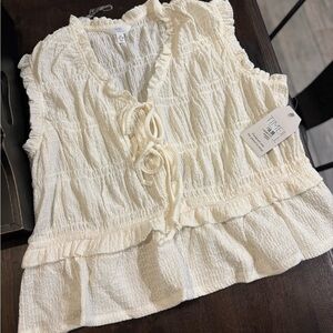 Time and Tru Women's White Textured Blouse